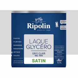 Cette Laque Glycéro Ripolin Satin Gris clair vous assurera un tendu parfait et une résistance accrue. Cette peinture multi-su ...