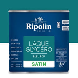 RIPOLIN Laque Glycéro Déco pour Intérieur & Extérieur  - Bleu Pop Satin 05L