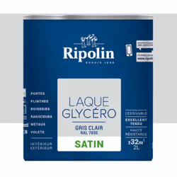 Cette Laque Glycéro Ripolin Satin Gris clair vous assurera un tendu parfait et une résistance accrue. Cette peinture multi-su ...