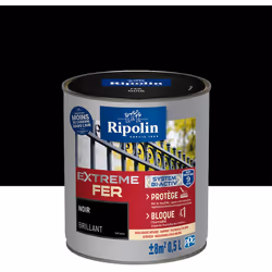 Peinture Fer Brillant avec sous-couche intégrée et agent anti-corrosion - Ripolin - BENEFICES : Peinture pour FER avec sous-c ...
