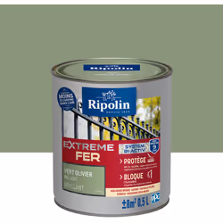Peinture Fer Brillant avec sous-couche intégrée et agent anti-corrosion - Ripolin - BENEFICES : Peinture pour FER avec sous-c ...