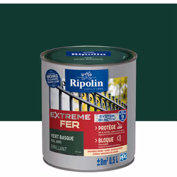 Peinture Fer Brillant avec sous-couche intégrée et agent anti-corrosion - Ripolin - BENEFICES : Peinture pour FER avec sous-c ...