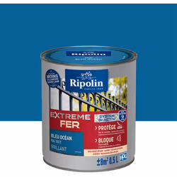 Peinture Fer Brillant avec sous-couche intégrée et agent anti-corrosion - Ripolin - BENEFICES : Peinture pour FER avec sous-c ...