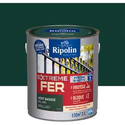 Peinture Fer Brillant avec sous-couche intégrée et agent anti-corrosion - Ripolin - BENEFICES : Peinture pour FER avec sous-c ...
