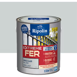 Peinture Fer Brillant avec sous-couche intégrée et agent anti-corrosion - Ripolin - BENEFICES : Peinture pour FER avec sous-c ...