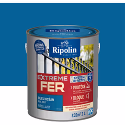 Peinture Fer Brillant avec sous-couche intégrée et agent anti-corrosion - Ripolin - BENEFICES : Peinture pour FER avec sous-c ...