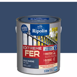 Peinture Fer Brillant avec sous-couche intégrée et agent anti-corrosion - Ripolin - BENEFICES : Peinture pour FER avec sous-c ...