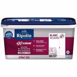 Peinture Extrême murs et plafonds - Blanc velours - RIPOLIN - 25 L