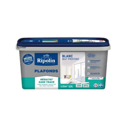 Peinture plafond - Blanc mat - Sans trace - RIPOLIN - 2,5 L