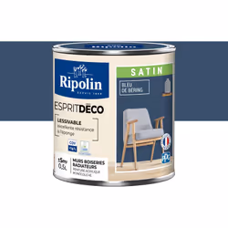 Peinture couleur intérieure Bleu de Bering - Aspect Satin - Ultra-Couvrante pour Murs, Boiseries et Radiateurs - Ripolin Cett ...