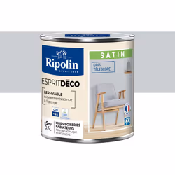 Peinture couleur intérieure Gris Téléscope - Aspect Satin - Ultra-Couvrante pour Murs, Boiseries et Radiateurs - Ripolin Cett ...