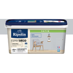 Peinture Murale Toutes Pièces - Satin - 2,5L - Gris Télescope - Ripolin