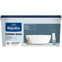 RIPOLIN Peinture murale spéciale pièces humides cuisine et bain - 2 L - Bleu madura