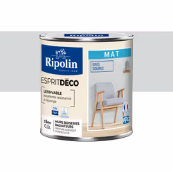 Peinture intérieure couleur Gris Souris aspect Mat Ultra-Couvrante pour Murs, Boiseries et Radiateurs - Ripolin La peinture i ...