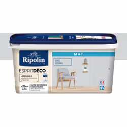 Peinture intérieure couleur Gris Souris aspect Mat Ultra-Couvrante pour Murs, Boiseries et Radiateurs - Ripolin La peinture i ...