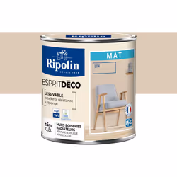 Peinture intérieure couleur Lin aspect Mat Ultra-Couvrante pour Murs, Boiseries et Radiateurs - Ripolin La peinture intérieur ...