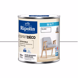 Peinture intérieure couleur Blanche aspect Mat Ultra-Couvrante pour Murs, Boiseries et Radiateurs - Ripolin La peinture intér ...