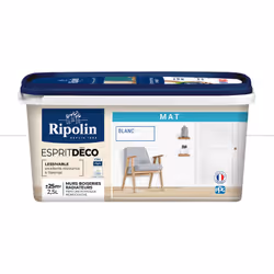 Peinture intérieure couleur Blanche aspect Mat Ultra-Couvrante pour Murs, Boiseries et Radiateurs - Ripolin La peinture intér ...