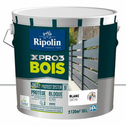 RIPOLIN Peinture bois extérieur / intérieur Xpro3 RIPOLIN, blanc satiné 10 l