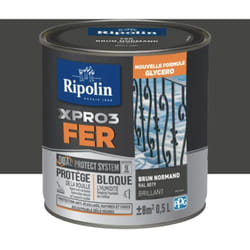 Ripolin - Peinture fer glycéro XPRO3 Fer Brillant Brun Normand 0,5 l