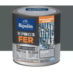 Peinture fer glycéro Ripolin XPRO3 Fer Brillant Gris Acier 0,5 l