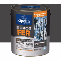 La Peinture fer glycéro Ripolin XPRO3 Fer Brillant avec son DUAL PROTECT SYSTEM® protège vos supports de la rouille et empêch ...