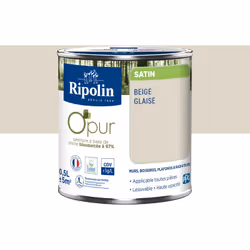 Peinture intérieure à base de résine Biosourcée à 97% - Beige Glaise - Satin - Ripolin Cette peinture intérieure Ripolin à ba ...