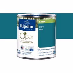 Peinture intérieure à base de résine Biosourcée à 97% - Bleu pop - Satin - Ripolin Cette peinture intérieure Ripolin à base d ...