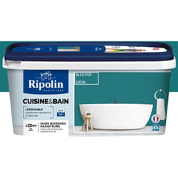 Peinture Murale spéciale Cuisine et Bain - Satin - 2L - Bleu Pop - Ripolin