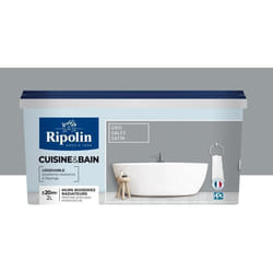 RIPOLIN Peinture murale spéciale pièces humides cuisine et bain - 2 L - Gris galet
