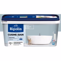 Peinture couleur Bleu Cupcake pour cuisine et Salle de Bain - Aspect Satin - Haute Lessivabilité - Ripolin Avec sa technologi ...