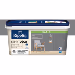 Peinture couleur intérieure Gris Ardoise - Aspect Satin - Ultra-Couvrante pour Murs, Boiseries et Radiateurs - Ripolin Cette  ...