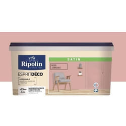 RIPOLIN Peinture Couleur Satin Ultra Couvrante pour Cuisine Chambre Salon Salle Entrée Couloir - Rose