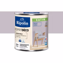 Peinture couleur intérieure Mauve Carex - Aspect Satin - Ultra-Couvrante pour Murs, Boiseries et Radiateurs - Ripolin Cette p ...