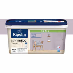 Peinture couleur intérieure Mauve Carex - Aspect Satin - Ultra-Couvrante pour Murs, Boiseries et Radiateurs - Ripolin Cette p ...