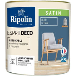 Peinture de couleur murale intérieur satin bleu seram 05L Ripolin