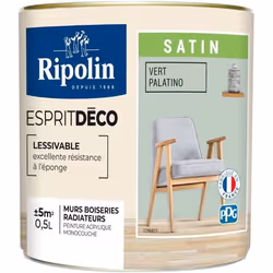 Peinture de couleur murale intérieur satin vert palatino 05L Ripolin