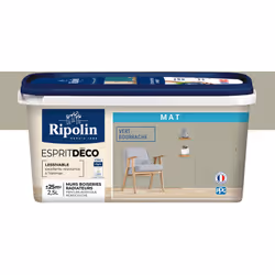 Peinture intérieure couleur Vert Bourrache aspect Mat Ultra-Couvrante pour Murs, Boiseries et Radiateurs - Ripolin La peintur ...