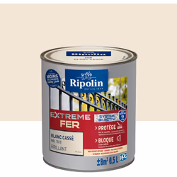 Peinture Fer Brillant avec sous-couche intégrée et agent anti-corrosion - Ripolin - BENEFICES : Peinture pour FER avec sous-c ...
