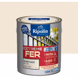 Peinture Fer Brillant avec sous-couche intégrée et agent anti-corrosion - Ripolin - BENEFICES : Peinture pour FER avec sous-c ...