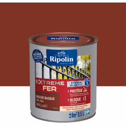 Peinture Fer Brillant avec sous-couche intégrée et agent anti-corrosion - Ripolin - BENEFICES : Peinture pour FER avec sous-c ...