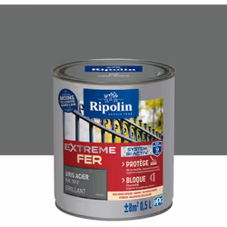Peinture Fer Brillant avec sous-couche intégrée et agent anti-corrosion - Ripolin - BENEFICES : Peinture pour FER avec sous-c ...