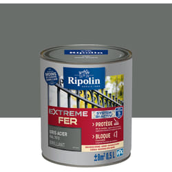 Ripolin - Peinture pour Fer Extérieur - Brillant - 0,5L - Gris Acier ral 7012