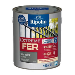 Peinture pour Fer Extérieur - Brillant - 2L - Gris Acier ral 7012 Ripolin