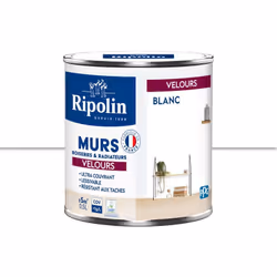Peinture intérieure Blanche Velours Ultra-Couvrante pour Murs, Boiseries et Radiateurs - Ripolin La peinture Ripolin aspect V ...