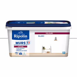 Peinture intérieure Blanche Velours Ultra-Couvrante pour Murs, Boiseries et Radiateurs - Ripolin La peinture Ripolin aspect V ...