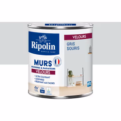 Peinture intérieure Gris Souris Velours Ultra-Couvrante pour Murs, Boiseries et Radiateurs - Ripolin La peinture Ripolin aspe ...