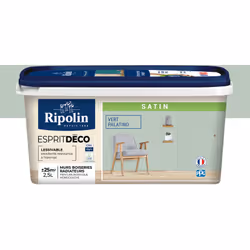 Peinture couleur intérieure Vert Palatino - Aspect Satin - Ultra-Couvrante pour Murs, Boiseries et Radiateurs - Ripolin Cette ...