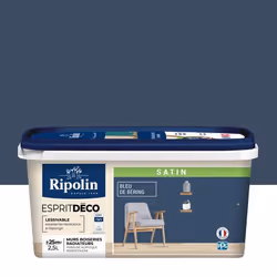 Peinture - RIPOLIN - ESPRIT DECO MULTI-SUPPORTS - Bleu de Bering - Satiné - 25L
