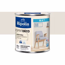 Peinture intérieure couleur Blanc cassé aspect Mat Ultra-Couvrante pour Murs, Boiseries et Radiateurs - Ripolin La peinture i ...